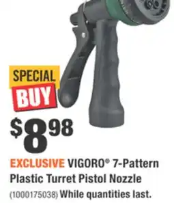 Home Depot VIGORO 7-Pattern Plastic Turret Pistol Nozzle offer