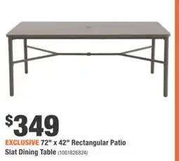 Home Depot 72 x 42 Rectangular Patio Slat Dining Table offer