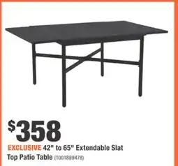 Home Depot 42 to 65 Extendable Slat Top Patio Table offer