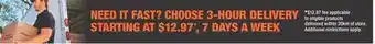 Home Depot 3-Hour Delivery offer