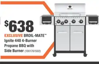 Home Depot BROIL-MATE Ignite 440 4-Burner Propane BBQ with Side Burner offer