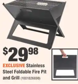 Home Depot Stainless Steel Foldable Fire Pit and Grill offer