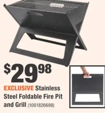 Home Depot Stainless Steel Foldable Fire Pit and Grill offer
