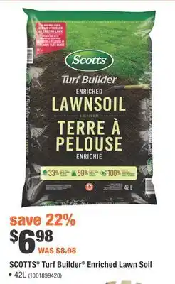 Home Depot SCOTTS Turf Builder Enriched Lawn Soil offer