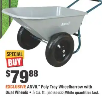 Home Depot ANVIL Poly Tray Wheelbarrow with Dual Wheels offer