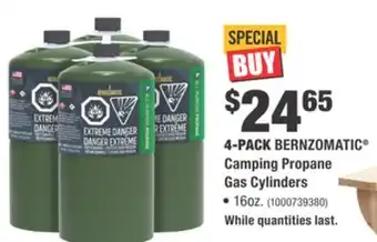 Home Depot 4-PACK BERNZOMATIC Camping Propane Gas Cylinders offer