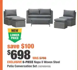 Home Depot 6-PIECE Napa II Woven Steel Patio Conversation Set offer
