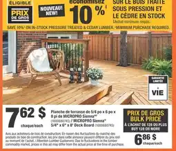 Home Depot Planche de terrasse de 5/4 po x 6x po x8 pi de MICROPRO Sienna offer