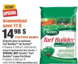 Home Depot Engrais pour la pelouse Turf BuilderMD de ScottsMD offer