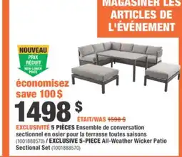 Home Depot 5-PIECE All-Weather Wicker Patio Sectional Set offer