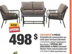 Home Depot 4-PIECE Edenwell Wicker Patio Conversation Set offer