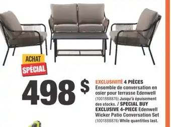 Home Depot 4-PIECE Edenwell Wicker Patio Conversation Set offer