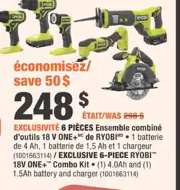 Home Depot RYOBI 18V ONE+ Combo Kit offer