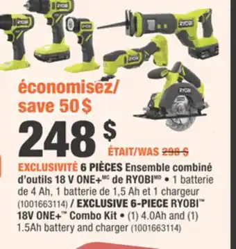 Home Depot RYOBI 18V ONE+ Combo Kit offer