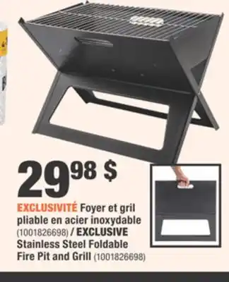 Home Depot HDG Stainless Steel Foldable Fire Pit and Grill offer