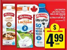Food Basics Lactantia Lactose Free Milk or Cream, Ultra Pur Milk offer