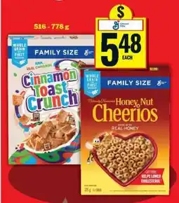 Food Basics GENERAL MILLS Family Size Cereals offer