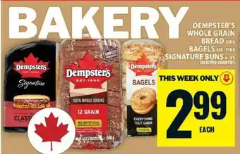Food Basics Dempster's Whole Grain Bread, Bagels, Signature Buns offer