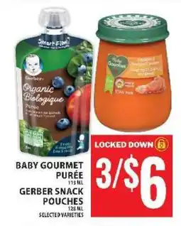 Food Basics Baby Gourmet Purée & Gerber Snack Pouches offer