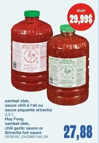 Wholesale Club Huy Fong sambal olek, chili garlic sauce or Sriracha hot sauce offer
