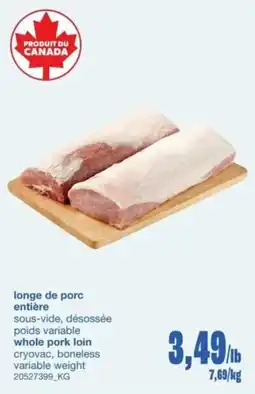 Wholesale Club Whole pork loin offer