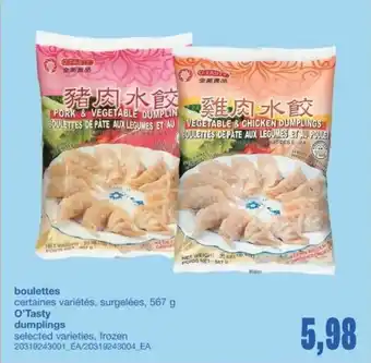 Wholesale Club O'Tasty Dumplings offer