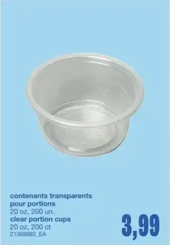 Wholesale Club Clear portion cups offer