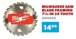 Co-op Milwaukee saw blade framing 24 tooth offer