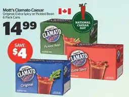 Calgary Co-op Mott's Clamato Caesar Original, Extra Spicy or Pickled Bean offer