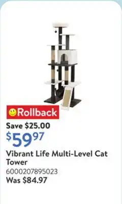 Walmart Vibrant Life Multi-Level Cat Tower offer