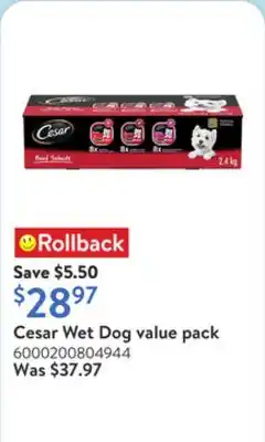 Walmart Cesar Wet Dog value pack offer