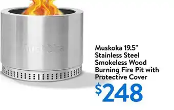 Walmart Muskoka 19.5 Stainless Steel Smokeless Wood Burning Fire Pit with Protective Cover offer