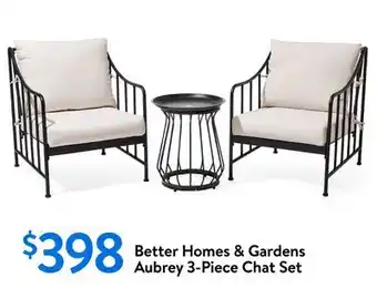 Walmart Better Homes & Gardens Aubrey 3-Piece Chat Set offer