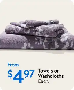 Walmart Towels or Washcloths offer