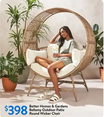 Walmart Better Homes & Gardens Bellamy Outdoor Patio Round Wicker Chair offer