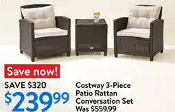 Walmart Costway 3-Piece Patio Rattan Conversation Set offer
