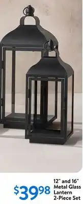 Walmart 12 and 16 Metal Glass Lantern 2-Piece Set offer