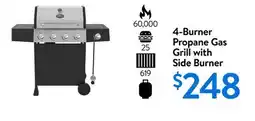 Walmart 4-Burner Propane Gas Grill Side Burner offer
