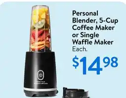 Walmart Personal Blender, 5-Cup Coffee Maker or Single Waffle Maker offer