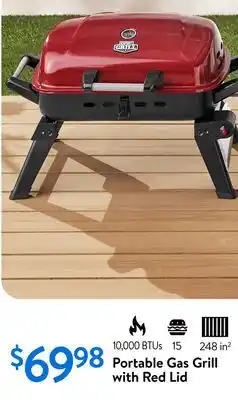 Walmart Portable Gas Grill with Red Lid offer