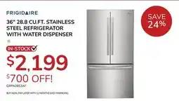 Goemans Appliances FRIGIDAIRE 36 28.8 CU. FT. STAINLESS STEEL REFRIGERATOR WITH WATER DISPENSER offer