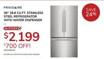 Goemans Appliances FRIGIDAIRE 36 28.8 CU. FT. STAINLESS STEEL REFRIGERATOR WITH WATER DISPENSER offer