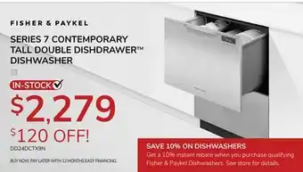 Goemans Appliances FISHER & PAYKEL SERIES 7 CONTEMPORARY TALL DOUBLE DISHDRAWER offer