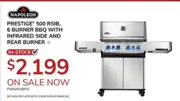Goemans Appliances NAPOLEON PRESTIGE 500 RSIB, 6 BURNER BBQ WITH INFRARED SIDE AND REAR BURNER offer
