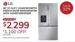 Goemans Appliances LG 36 27 CU. FT. COUNTER DEPTH FRENCH DOOR REFRIGERATOR WITH WATER DISPENSER offer