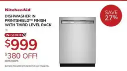 Goemans Appliances KITCHENAID DISHWASHER IN PRINTSHIELD FINISH WITH THIRD LEVEL RACK offer