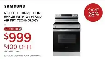 Goemans Appliances 6.3 CU. FT. CONVECTION RANGE WITH WI-FI AND AIR FRY TECHNOLOGY offer
