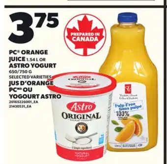 Independent City Market PC ORANGE JUICE, 1.54 L OR ASTRO YOGURT, 650/750 G offer