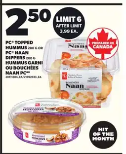 Independent City Market PC TOPPED HUMMUS, 280 G OR PC NAAN DIPPERS, 200 G offer