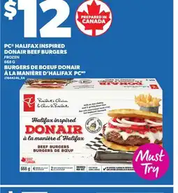Independent City Market PC HALIFAX INSPIRED DONAIR BEEF BURGERS, 668 G offer